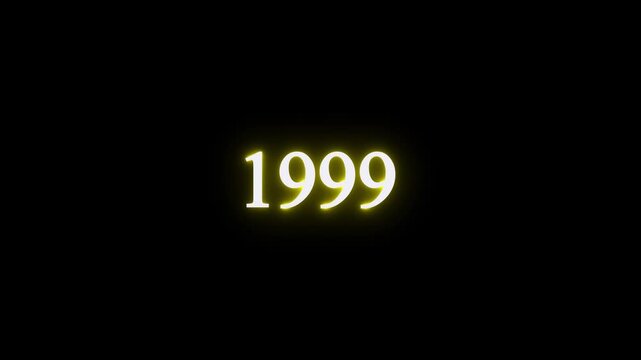 Glowing 1999 Year Number Animation on Black Background