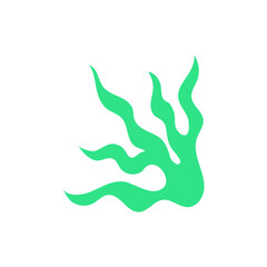 Fototapeta premium Abstract green hand drawn wavy silhouette of seaweed on isolated background. Vector flat illustration of algae. Botanical minimalist clipart in modern style