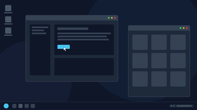 User Interface Screens with Various Elements and Grid Layouts