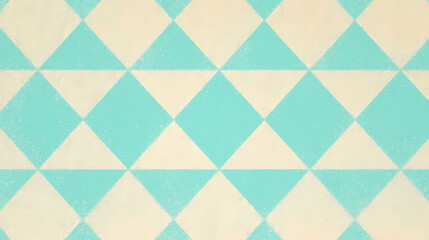 Mint green and cream geometric diamond pattern
