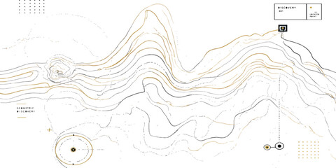 Topographic map segment showing detailed elevation contour lines for terrain analysis with topography elevation geography cartography geological technical landscape plotting planning physical © MD OSMAN