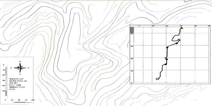 Topographic map excerpt featuring elevation contours and survey legend topographic elevation cartography surveying navigation geography research plotting technical topography document