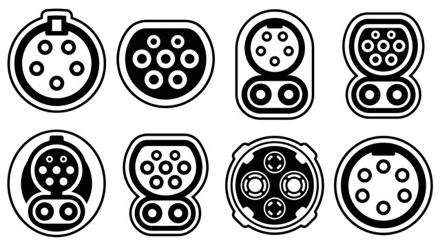 Collection of electrical connector types, showing various pin configurations and designs
