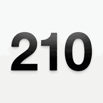 Large bold black number 210 isolated on white background.