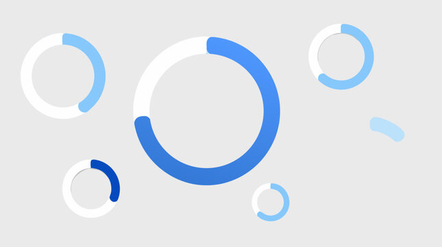 Clean flat vector illustration of blue circular progress rings and donut chart elements on a light background, ideal for dashboard UI, analytics, infographic, and business presentation design.