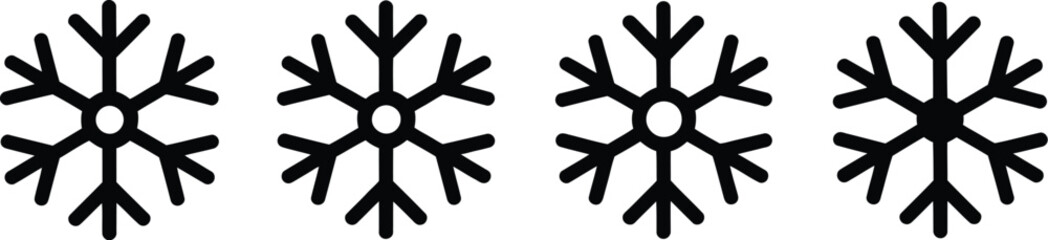 Snowflake Icon Set Featuring Winter, Cold Weather, Ice Crystal, and Frost Vector Symbols © Hasina