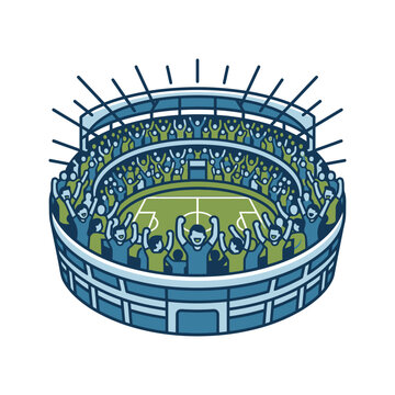 Spectators cheering in sports stadium.