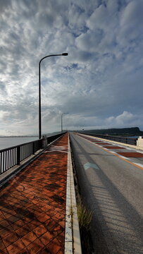View to the Empty Bridge in Cloudy Day