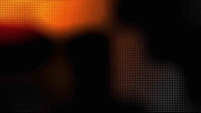 Abstract light background with blurred glowing spots and digital dot pattern. Motion effect of red and orange flares on dark texture for modern graphic design.
