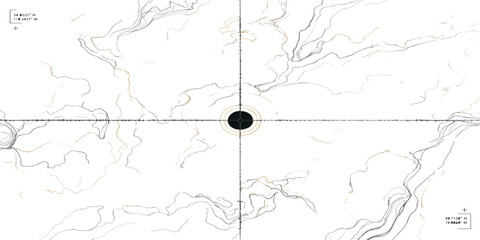 Technical topographic map with central crosshair and contour lines topographic elevation cartography surveying navigation geography research plotting technical topography document analysis © MD OSMAN