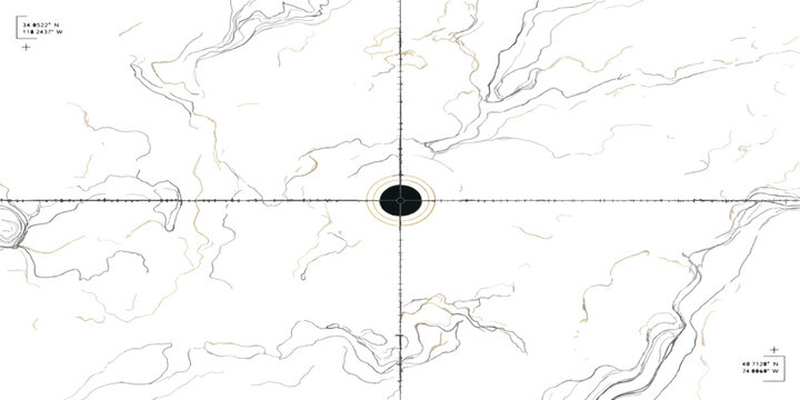 Technical topographic map with central crosshair and contour lines topographic elevation cartography surveying navigation geography research plotting technical topography document analysis