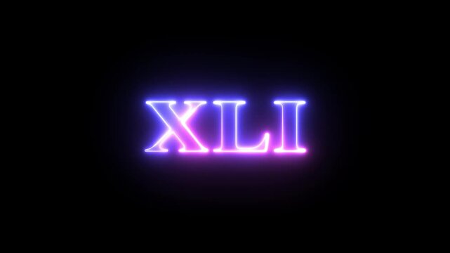 Glossy, futuristic Roman numerals 'XLI' with vibrant color gradients and glowing neon outlines against a dark background, ideal for anniversaries, milestones, events, and modern abstract designs