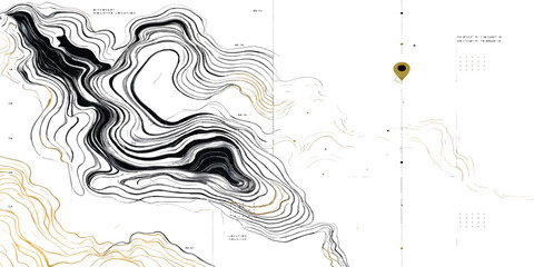 Abstract topographic map showing landscape elevation contours with topographic elevation cartography landscape surveying navigation geography research plotting technical topography document © MD OSMAN