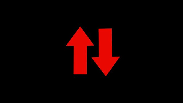 The Two Lane highway street sign icon isolated on black background vector Illustration. Up and down arrow icon.