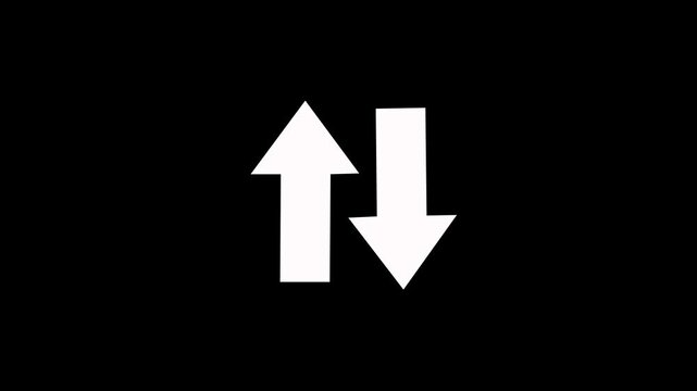 The Two Lane highway street sign icon isolated on black background vector Illustration. Up and down arrow icon.
