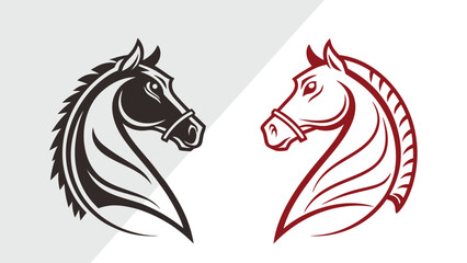 Fototapeta premium Vector illustration set of horse head icons, stylized equestrian logo design, vector illustration of horse silhouettes