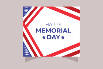 Fototapeta premium Happy Memorial Day US Flag Greeting Card Postcard Design Template