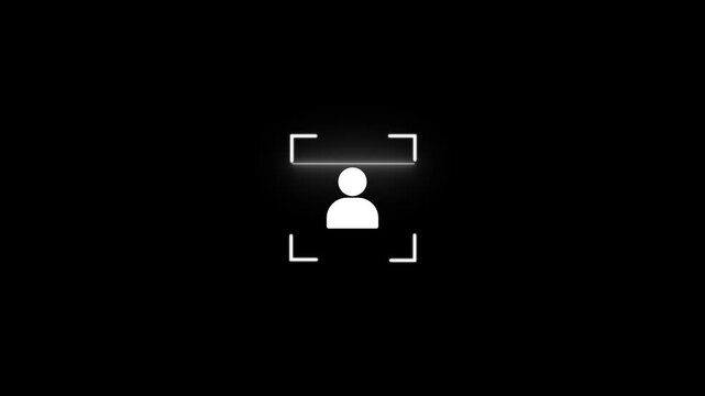 White user centered within a square frame on a black background representing a focus or selection interface for software applications