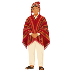 Fototapeta premium Peruvian Man in Andean Poncho Icon