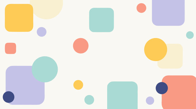 Clean flat vector illustration of colorful rounded geometric shapes on a light background, ideal for playful branding, banners, presentations, and web design.