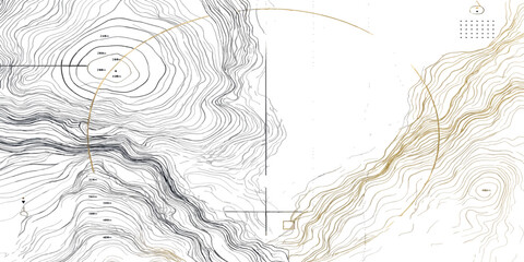 Geographic contour line map representing land elevation with topography elevation geography cartography landscape technical navigation abstract orientation planning geometry exploration © MD OSMAN