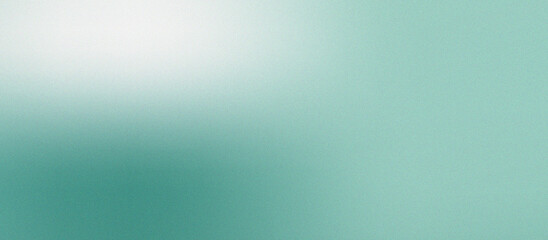 Fototapeta premium Fresh aqua blue green grainy gradient background with soft white light and copy space