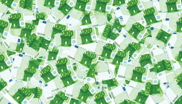 Pile of twenty euro banknotes.
