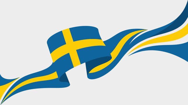 Abstract swedish flag ribbon design