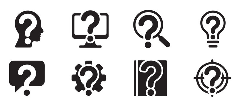 Question mark vector icon set isolated on transparent background, help and about us icon.