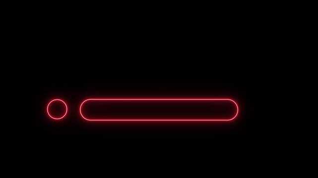 Glowing neon lower-third title bar icon on black background. sleek nameplate banner icon. Animated text bar reveal, professional broadcast title strip. Perfect for content information display.