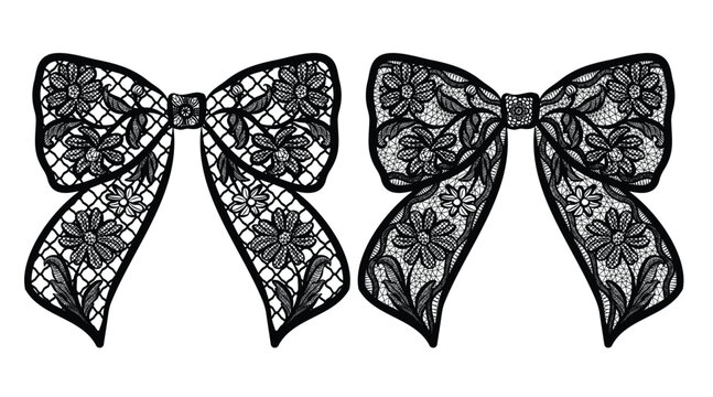 Vector of lace with ribbon shape and daisy design. The image is isolated from the background with a transparent background.