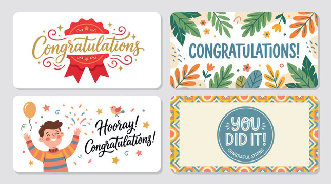 Celebratory congratulations message graphics