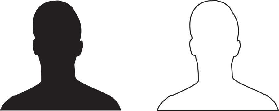 Silhouette and outline of two human male heads and shoulders