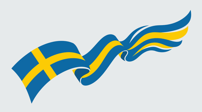 Flowing swedish flag with wing design