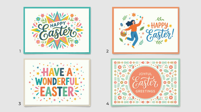 Colorful easter greetings and celebrations