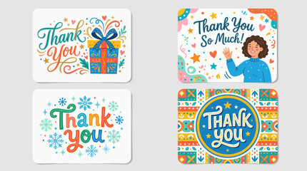 Colorful thank you greetings and illustrations © BambangKumbang