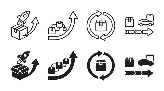 Logistics and shipping supply chain icons set with logistics shipping delivery transport tracking distribution