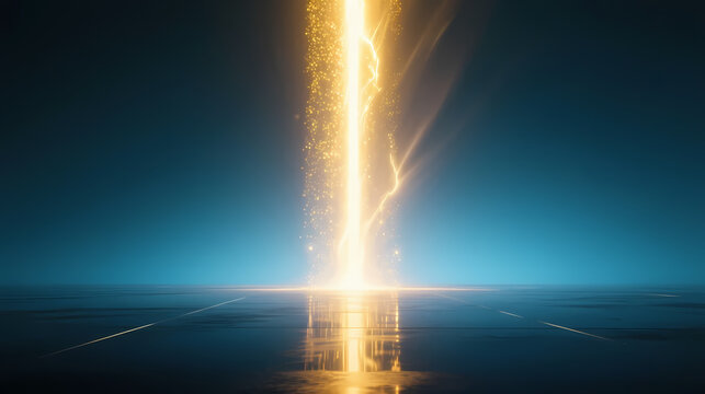Golden lightning strikes dark water
