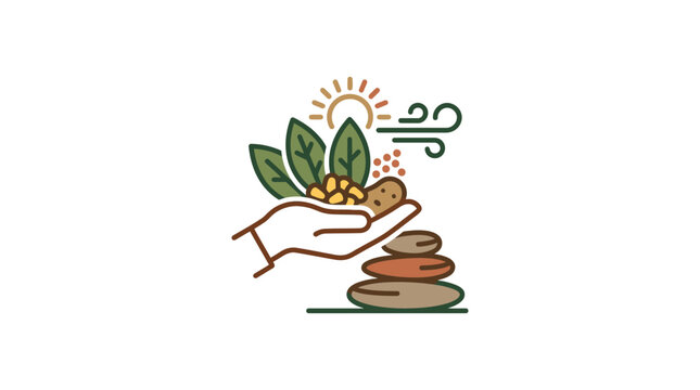 Offering coca leaves on stones altar, Andean tradition