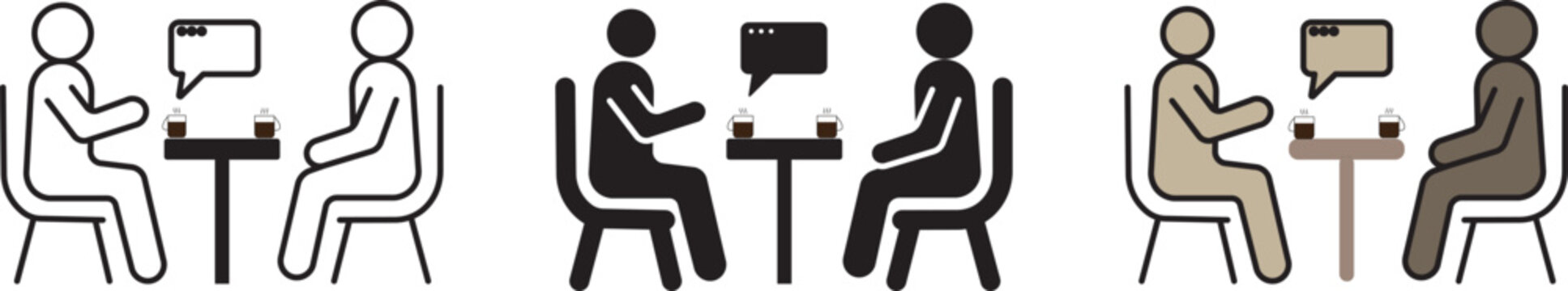 Podcast interview or radio broadcasting icon showing two people speaking into, Interview and consulting icon