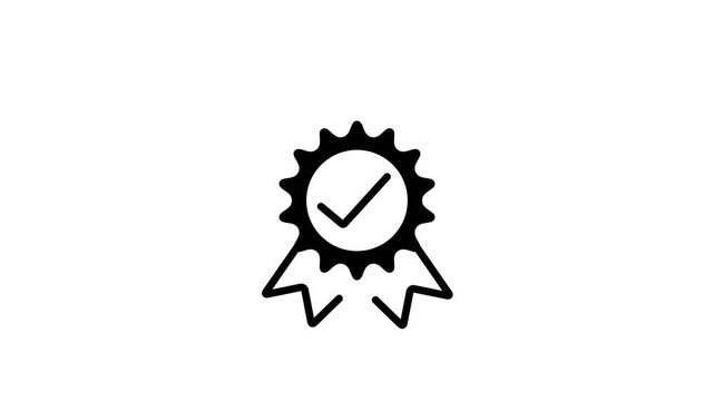 Assurance badge animation with checkmark symbol for business success and certification concepts approval