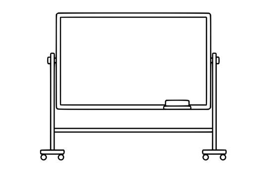 A clean black and white line art vector icon of a presentation whiteboard, ideal for training sessions, strategy meetings, online courses, or team planning.