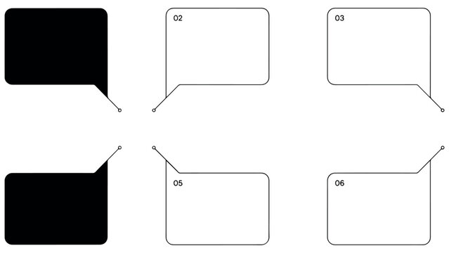 Instructional layout boxes with numbered callouts and connection points for process flow diagrams or technical explanation slides on transparent backdrop.