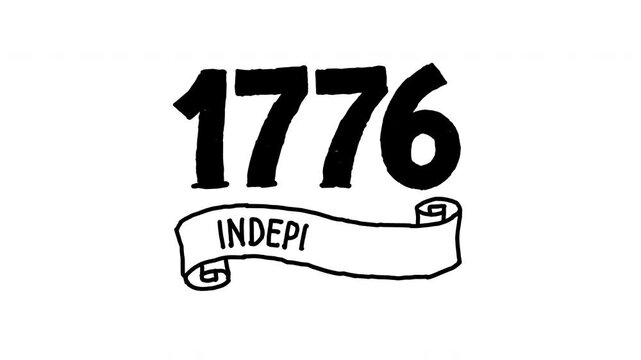 1776 independence ribbon for independence day 4K Hand Drawn Animation