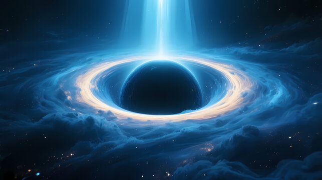 Giant black hole with glowing accretion disk