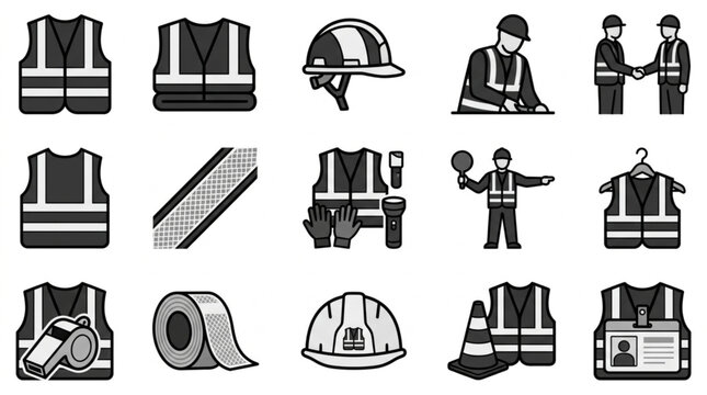 Construction worker safety gear equipment.