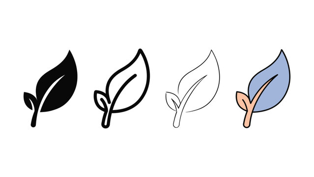 Leaf icon evolution set editable vector