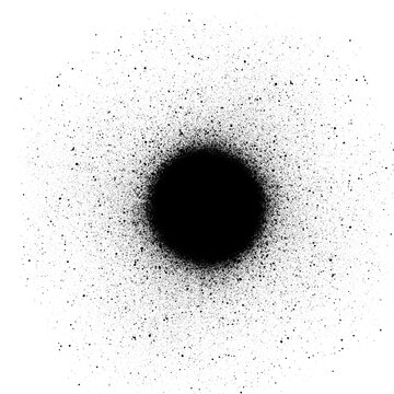 Black spray paint circle texture isolated on transparent background