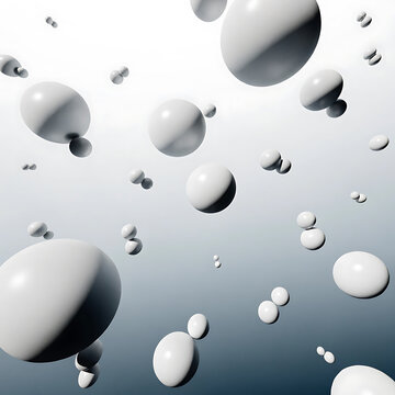 Floating White Spheres With Realistic Shadows 3d Render