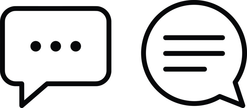 Black and white chat bubble with dots and lines on white background, chat bubbles speech bubbles text bubbles